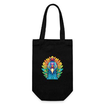 Paon aquarelle colorée Illustration animale - Sac à bouteille - noir - Devant