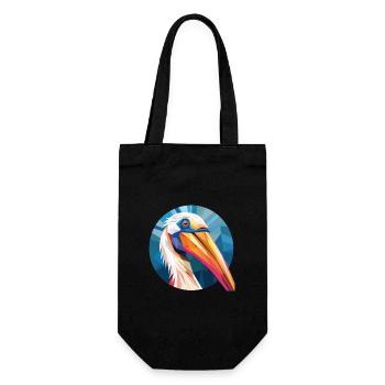 Pelikan Vogel Buntes Aquarell Tier Cartoon - Geschenkbeutel für Flaschen - Schwarz - Vorne