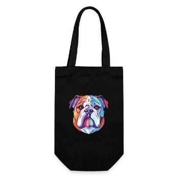 Englische Bulldogge Hund buntes Aquarelltier - Geschenkbeutel für Flaschen - Schwarz - Vorne
