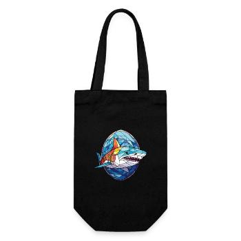 Shark Colorful Watercolor Animal Pet Illustration - Gift Bag for Bottles - black - Front