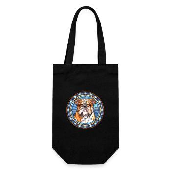 Bulldogge Buntes Aquarell Tier Illustration - Geschenkbeutel für Flaschen - Schwarz - Vorne