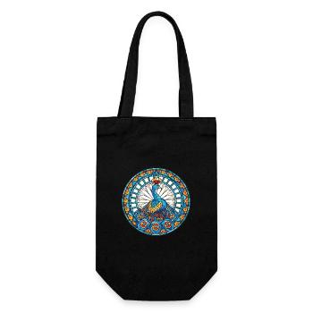 Paon aquarelle colorée Illustration animale - Sac à bouteille - noir - Devant
