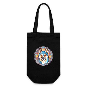 Husky Dog Aquarelle Colorée Animal Illustration - Sac à bouteille - noir - Devant