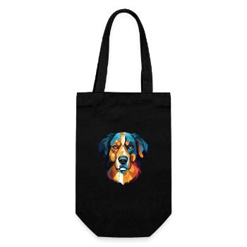 Baskischer Schäferhund Rasse Aquarell Illustration - Geschenkbeutel für Flaschen - Schwarz - Vorne