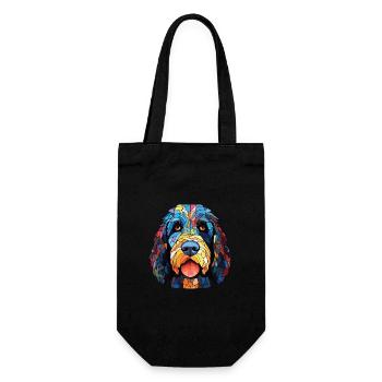 Barbet Dog Breed Colorful Watercolor Illustration - Gift Bag for Bottles - black - Front