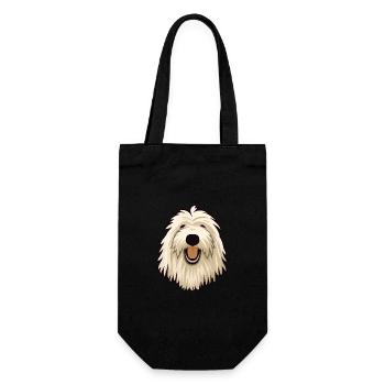 Komondor race de chien dessin animé kawaii illustration - Sac à bouteille - noir - Devant