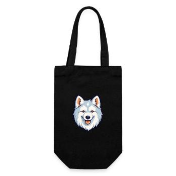 Nordique Spitz chien race Cartoon Kawaii Illustration - Sac à bouteille - noir - Devant