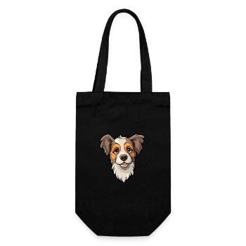 Koolie chien race dessin animé Kawaii Illustration - Sac à bouteille - noir - Devant