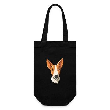 Ibizan Hound Dog Breed Cartoon Kawaii Illustration - Gift Bag for Bottles - black - Front