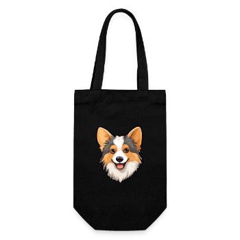 Isländischer Schäferhund Hunderasse Cartoon Kawaii Illust - Geschenkbeutel für Flaschen - Schwarz - Vorne