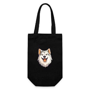 Hokkaido Dog Breed Cartoon Kawaii Illustration - Gift Bag for Bottles - black - Front