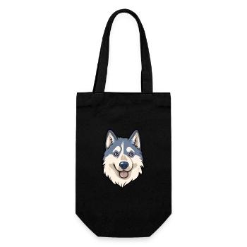 Husky chien race Cartoon Kawaii Illustration - Sac à bouteille - noir - Devant