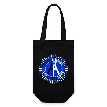 Blau Weiss ein Lebenlang | Farben änderbar - Geschenkbeutel für Flaschen - Schwarz - Vorne