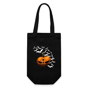 Kürbisse, Fledermäuse, Spinnen, halloween outfit - Geschenkbeutel für Flaschen - Schwarz - Vorne