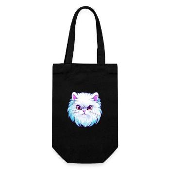 Weiße Langhaar Perserkatze Bunte Karikatur Kawaii - Geschenkbeutel für Flaschen - Schwarz - Vorne