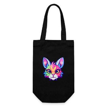Khao Manee Cat Breed Aquarelle Cartoon Kawaii Pet - Sac à bouteille - noir - Devant