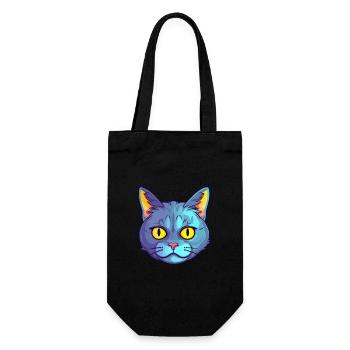 Californie chat pailleté aquarelle dessin animé Kawaii - Sac à bouteille - noir - Devant