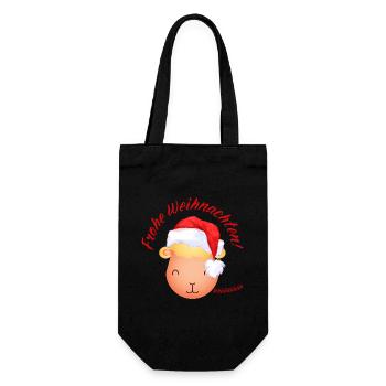 Frohe Weihnachten Weihnachtsschaf Lamm rot - Geschenkbeutel für Flaschen - Schwarz - Vorne