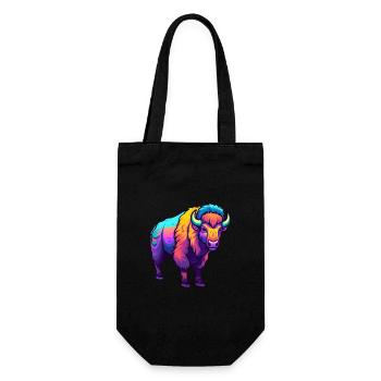 Bison Colorful Watercolor Cartoon Kawaii Animal - Gift Bag for Bottles - black - Front