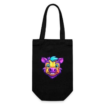 Boar Colorful Watercolor Cartoon Kawaii Animal - Gift Bag for Bottles - black - Front