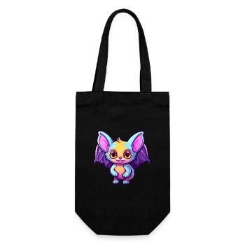 Fledermaus buntes Aquarell Cartoon Kawaii Tier - Geschenkbeutel für Flaschen - Schwarz - Vorne