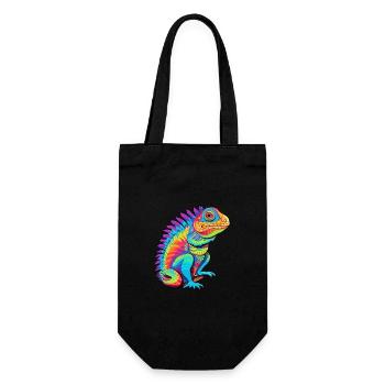 Iguana Colorful Watercolor Cartoon Kawaii Animal - Gift Bag for Bottles - black - Front