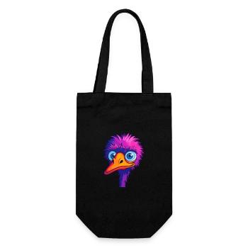 Strauß buntes Aquarell Cartoon Kawaii Tier - Geschenkbeutel für Flaschen - Schwarz - Vorne