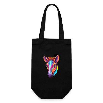 Okapi Colorful Watercolor Cartoon Kawaii Animal - Gift Bag for Bottles - black - Front