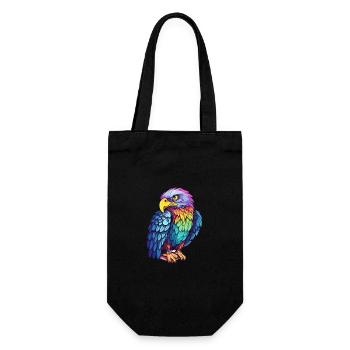 Eagle Colorful Watercolor Cartoon Kawaii Animal - Gift Bag for Bottles - black - Front