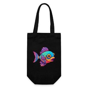 Fish Colorful Watercolor Cartoon Kawaii Animal - Gift Bag for Bottles - black - Front