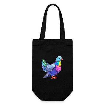 Taube buntes Aquarell Cartoon Kawaii Tier - Geschenkbeutel für Flaschen - Schwarz - Vorne