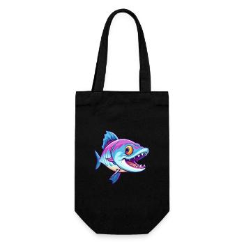 Barracuda Bunte Aquarell-Karikatur Kawaii Anima - Geschenkbeutel für Flaschen - Schwarz - Vorne