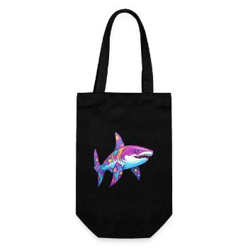 Shark Colorful Watercolor Cartoon Kawaii Animal - Gift Bag for Bottles - black - Front