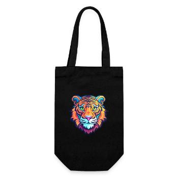 Tiger Colorful Watercolor Cartoon Kawaii Animal - Gift Bag for Bottles - black - Front