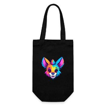 Aardwolf Buntes Aquarell Cartoon Kawaii Tier - Geschenkbeutel für Flaschen - Schwarz - Vorne