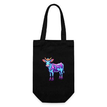Cow Colorful Watercolor Cartoon Kawaii Animal - Gift Bag for Bottles - black - Front