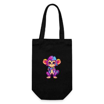 Affe buntes Aquarell Cartoon Kawaii Tier - Geschenkbeutel für Flaschen - Schwarz - Vorne
