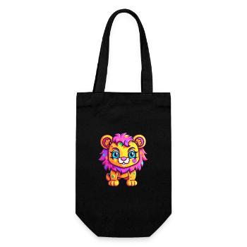 Lion Aquarelle Colorée Dessin Animé Kawaii Animal - Sac à bouteille - noir - Devant