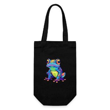 Frosch buntes Aquarell Cartoon Kawaii Tier - Geschenkbeutel für Flaschen - Schwarz - Vorne