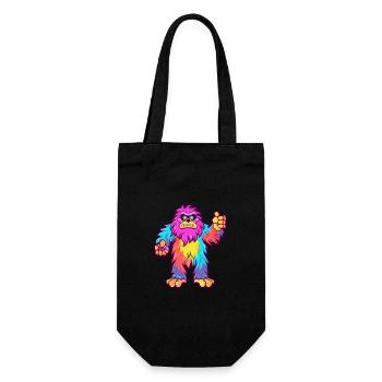 Bigfoot Buntes Aquarell Cartoon Kawaii Tier - Geschenkbeutel für Flaschen - Schwarz - Vorne