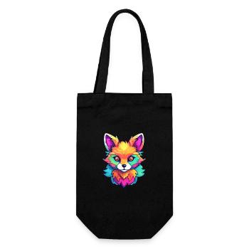 Fox Colorful Watercolor Cartoon Kawaii Animal - Gift Bag for Bottles - black - Front