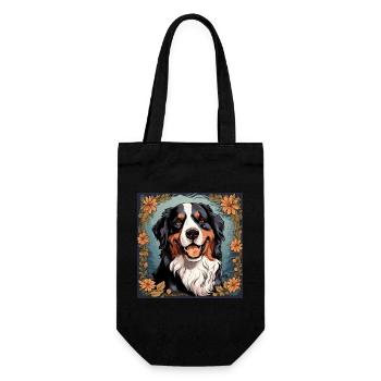Berner Sennenhund Hundekopf Hund Retro Design - Geschenkbeutel für Flaschen - Schwarz - Vorne