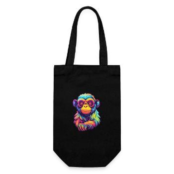 Affe buntes Aquarell Cartoon Kawaii Tier - Geschenkbeutel für Flaschen - Schwarz - Vorne