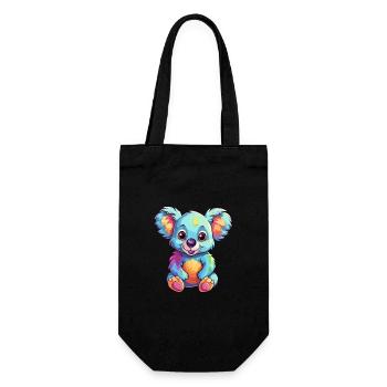 Koala Buntes Aquarell Cartoon Kawaii Tier - Geschenkbeutel für Flaschen - Schwarz - Vorne