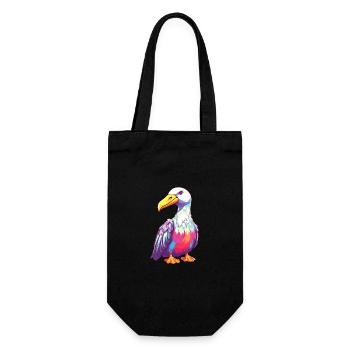 Albatross Colorful Watercolor Cartoon Kawaii Anima - Gift Bag for Bottles - black - Front