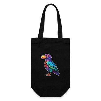 Crow Colorful Watercolor Cartoon Kawaii Animal - Gift Bag for Bottles - black - Front
