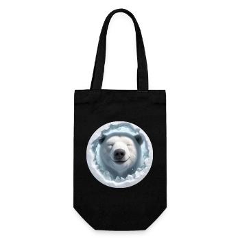 Laughing polar bear looking through hole of ice - Gift Bag for Bottles - black - Front