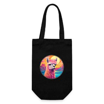 Alpaga Aquarelle Colorée Dessin Animé Kawaii Animal - Sac à bouteille - noir - Devant