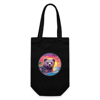 Bear Colorful Watercolor Cartoon Kawaii Animal - Gift Bag for Bottles - black - Front