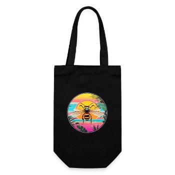 Bee Colorful Watercolor Cartoon Kawaii Animal - Gift Bag for Bottles - black - Front